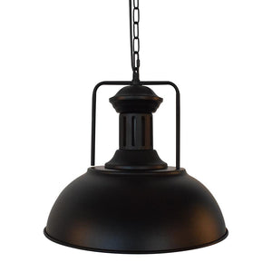 LightFixturesUSA-1-Light Industrial Dome Pendant Light-Pendant Light-Black-