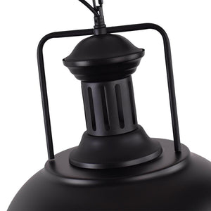 LightFixturesUSA-1-Light Industrial Dome Pendant Light-Pendant Light-Black-
