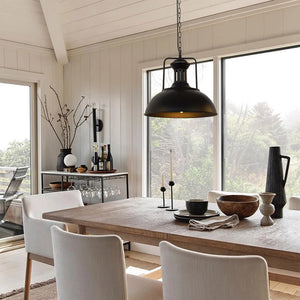 LightFixturesUSA-1-Light Industrial Dome Pendant Light-Pendant Light-Black-