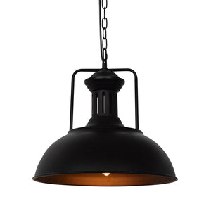 LightFixturesUSA-1-Light Industrial Dome Pendant Light-Pendant Light-Black-
