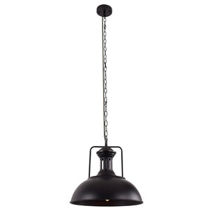 LightFixturesUSA-1-Light Industrial Dome Pendant Light-Pendant Light-Black-