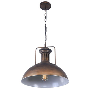 LightFixturesUSA-1-Light Industrial Dome Pendant Light-Pendant Light-Brushed Rubbed Brass-