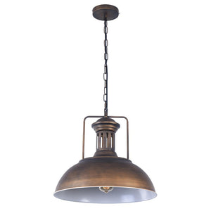 LightFixturesUSA-1-Light Industrial Dome Pendant Light-Pendant Light-Brushed Rubbed Brass-