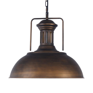LightFixturesUSA-1-Light Industrial Dome Pendant Light-Pendant Light-Brushed Rubbed Brass-