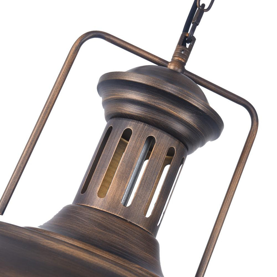 LightFixturesUSA-1-Light Industrial Dome Pendant Light-Pendant Light-Brushed Rubbed Brass-