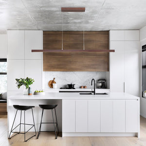 LightFixturesUSA-1-Light Modern Minimalist LED Wood Linear Chandelier-Chandelier-Pine-