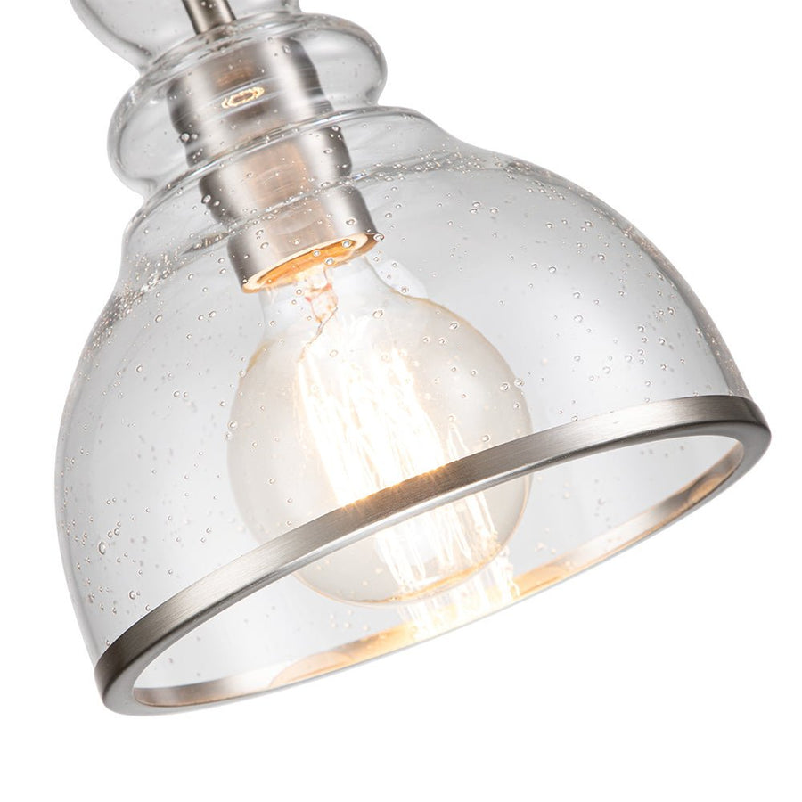 LightFixturesUSA-1-Light Nickel Seeded Glass Bell Pendant Light-Pendant Light-Nickel-