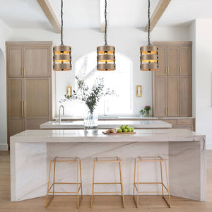 LightFixturesUSA-1-Light Rustic Cylinder Pendant Light-Pendant Light--