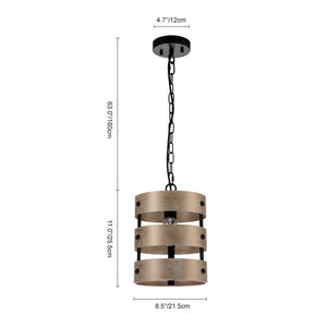 LightFixturesUSA-1-Light Rustic Cylinder Pendant Light-Pendant Light--