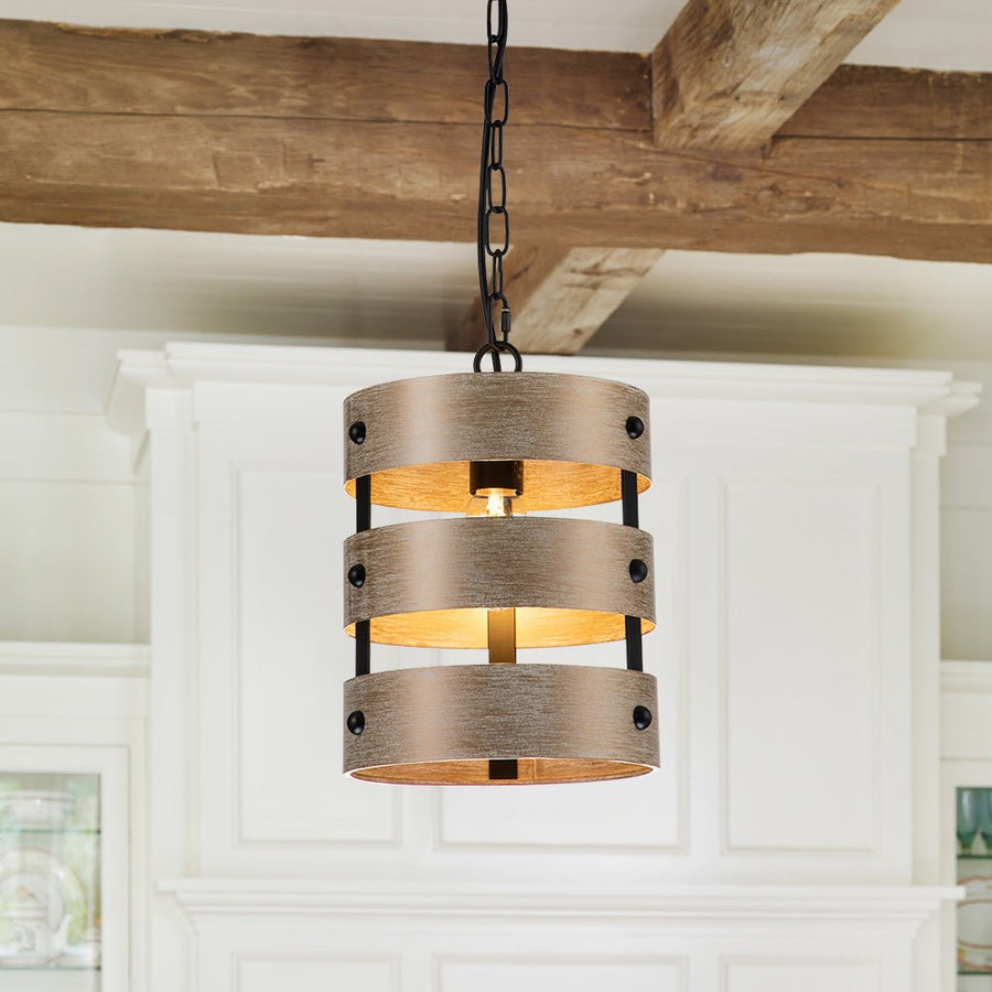 LightFixturesUSA-1-Light Rustic Cylinder Pendant Light-Pendant Light--