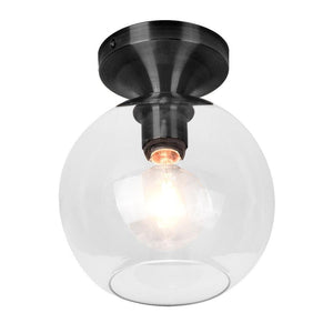 LightFixturesUSA-1-light Simple Flush Mount Globe Light-Ceiling Light-Black-