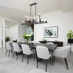 LightFixturesUSA-10-Light Clear Glass Bubble Linear Chandelier-Chandelier-Black (Pre-order)-