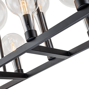 LightFixturesUSA-10-Light Clear Glass Bubble Linear Chandelier-Chandelier-Black (Pre-order)-