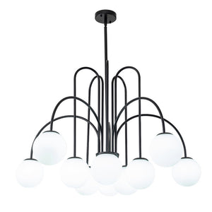 LightFixturesUSA-10-Light Frosted Glass Globe Bubble Chandelier-Chandelier-Black-
