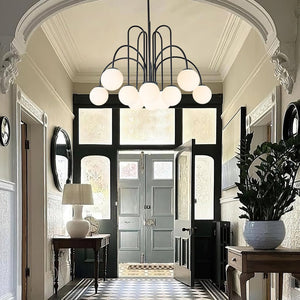 LightFixturesUSA-10-Light Frosted Glass Globe Bubble Chandelier-Chandelier-Black-