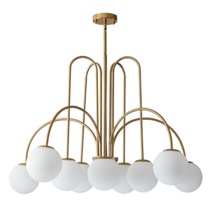 LightFixturesUSA-10-Light Frosted Glass Globe Bubble Chandelier-Chandelier-Black-