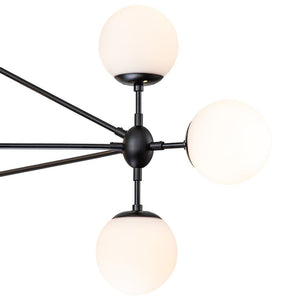 LightFixturesUSA-10-Light Frosted Glass Globe Geometric Chandelier-Chandelier-Black-10-Lt