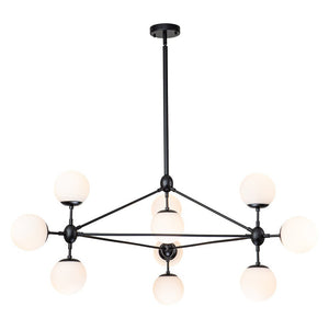 LightFixturesUSA-10-Light Frosted Glass Globe Geometric Chandelier-Chandelier-Black-10-Lt