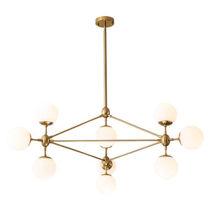 LightFixturesUSA-10-Light Frosted Glass Globe Geometric Chandelier-Chandelier-Black-10-Lt
