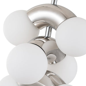 LightFixturesUSA-10-Light Pearl Tiered Milky Glass Globe Pendant Light-Pendant Light-10-Lt-Chrome