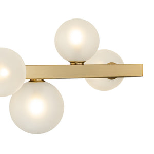 LightFixturesUSA-12-Light Brass Frosted Glass Bubble Linear Chandelier-Chandelier-Brass-