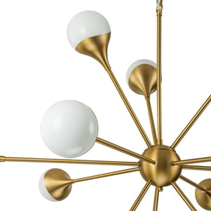 LightFixturesUSA-12-Light Opal Glass Globe Sputnik Chandelier-Chandelier-Brass (Pre-Order)-