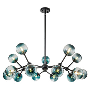 LightFixturesUSA-15-Light Blue Glass Globe Bubble Sputnik Branch Chandelier-Chandelier-Black-