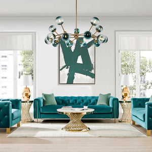 LightFixturesUSA-15-Light Blue Glass Globe Bubble Sputnik Branch Chandelier-Chandelier-Gold-
