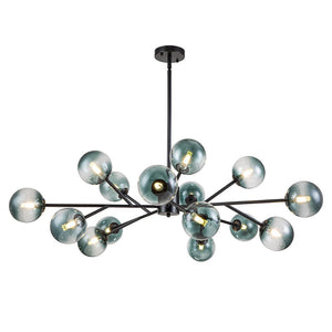 LightFixturesUSA-15-Light Branch Blue Glass Globe Bubble Chandelier-Chandelier-Gold-15-Lt