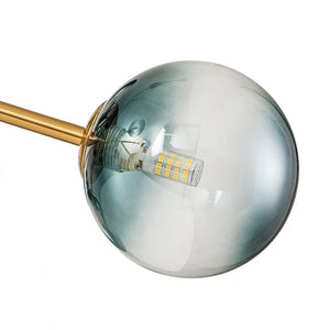 LightFixturesUSA-15-Light Branch Blue Glass Globe Bubble Chandelier-Chandelier-Gold-15-Lt