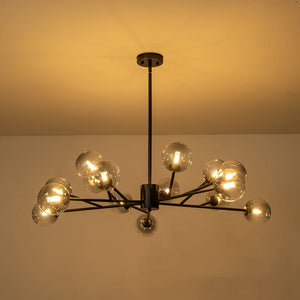 LightFixturesUSA-15-Light Branch Smoked Glass Globe Bubble Chandelier-Chandelier-Black-