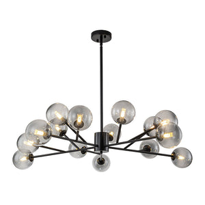 LightFixturesUSA-15-Light Branch Smoked Glass Globe Bubble Chandelier-Chandelier-Black-