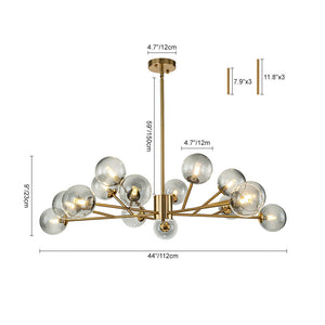 LightFixturesUSA-15-Light Branch Smoked Glass Globe Bubble Chandelier-Chandelier-Black-