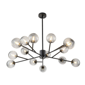 LightFixturesUSA-15-Light Branch Smoked Glass Globe Bubble Chandelier-Chandelier-Black-