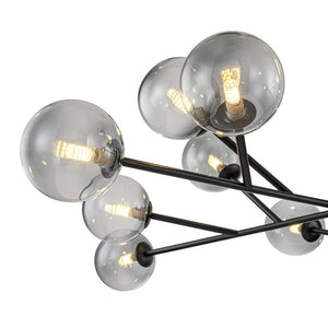 LightFixturesUSA-15-Light Branch Smoked Glass Globe Bubble Chandelier-Chandelier-Black-
