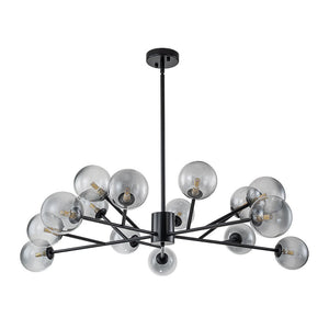 LightFixturesUSA-15-Light Branch Smoked Glass Globe Bubble Chandelier-Chandelier-Black-