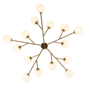 LightFixturesUSA-15-Light Frosted Glass Globe Branch Pendant Chandelier-Chandelier-Black-
