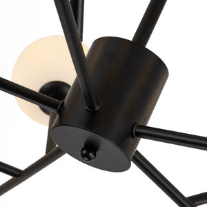 LightFixturesUSA-15-Light Frosted Glass Globe Branch Pendant Chandelier-Chandelier-Black-