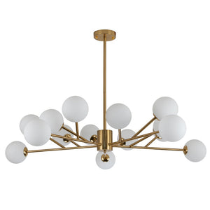LightFixturesUSA-15-Light Frosted Glass Globe Branch Pendant Chandelier-Chandelier-Black-