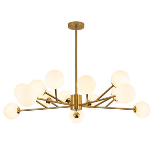 LightFixturesUSA-15-Light Frosted Glass Globe Branch Pendant Chandelier-Chandelier-Black-