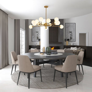 LightFixturesUSA-15-Light Frosted Glass Globe Branch Pendant Chandelier-Chandelier-Gold-
