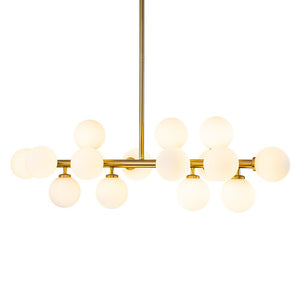 LightFixturesUSA-16-Light Milky White Glass Globe Linear Sputnik Chandelier-Chandelier-Black-16-Lt