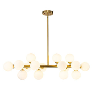 LightFixturesUSA-16-Light Milky White Glass Globe Linear Sputnik Chandelier-Chandelier-Black-16-Lt