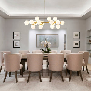 LightFixturesUSA-16-Light Milky White Glass Globe Linear Sputnik Chandelier-Chandelier-Brass-16-Lt