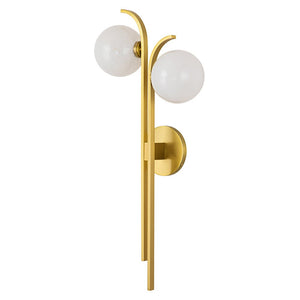 LightFixturesUSA-2-Light Aged Brass Gloud Glass Globe Wall Sconce-Wall Sconce-Aged Brass-