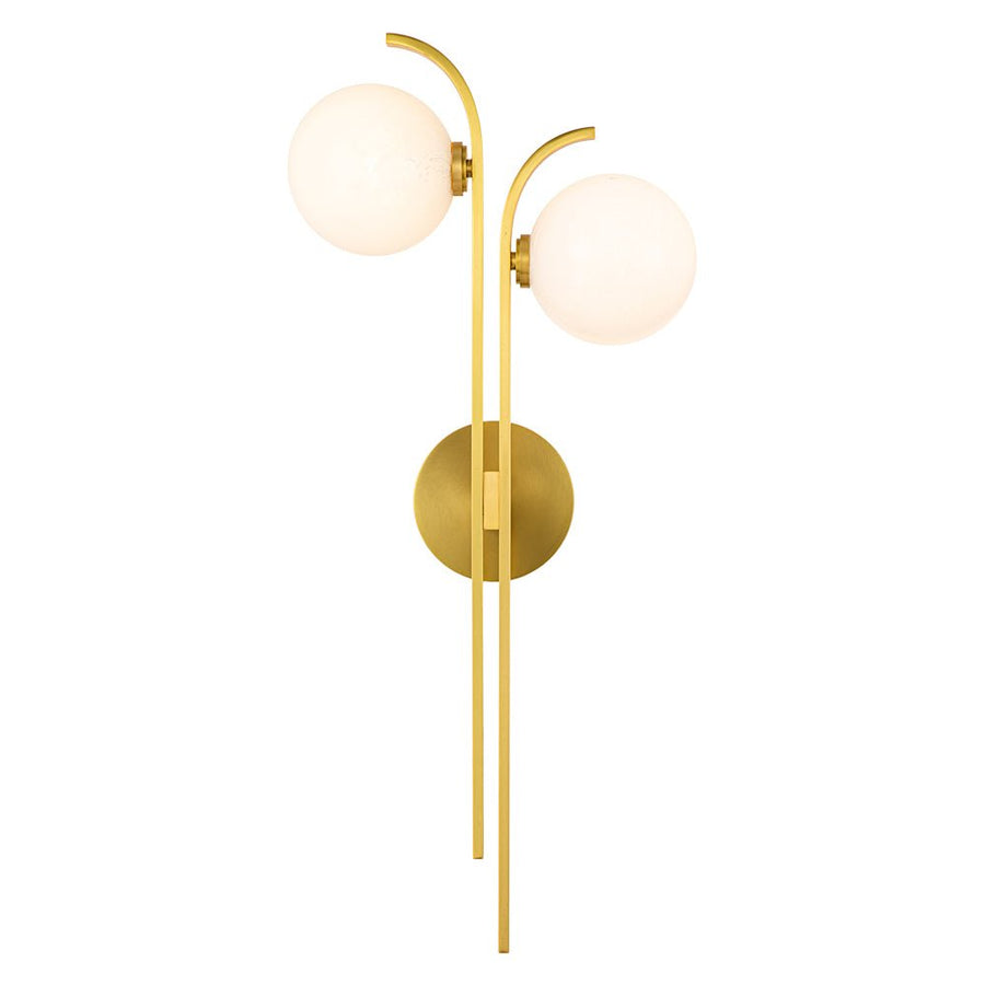 LightFixturesUSA-2-Light Aged Brass Gloud Glass Globe Wall Sconce-Wall Sconce-Aged Brass-