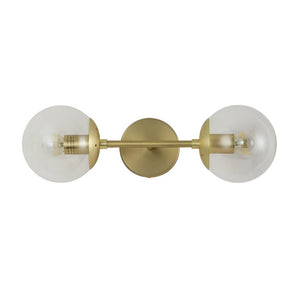LightFixturesUSA-2-Light Glass Globe Wall Sconce-Wall Sconce-Clear Glass-Black