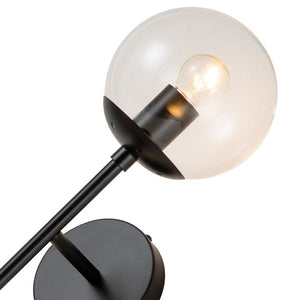 LightFixturesUSA-2-Light Glass Globe Wall Sconce-Wall Sconce-Clear Glass-Black