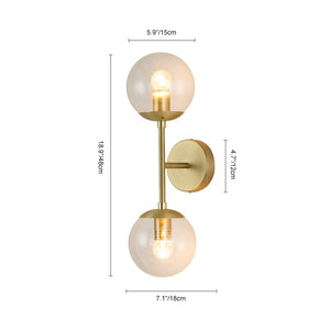 LightFixturesUSA-2-Light Glass Globe Wall Sconce-Wall Sconce-Clear Glass-Black