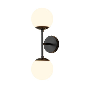 LightFixturesUSA-2-Light Glass Globe Wall Sconce-Wall Sconce-Opal Glass-Black